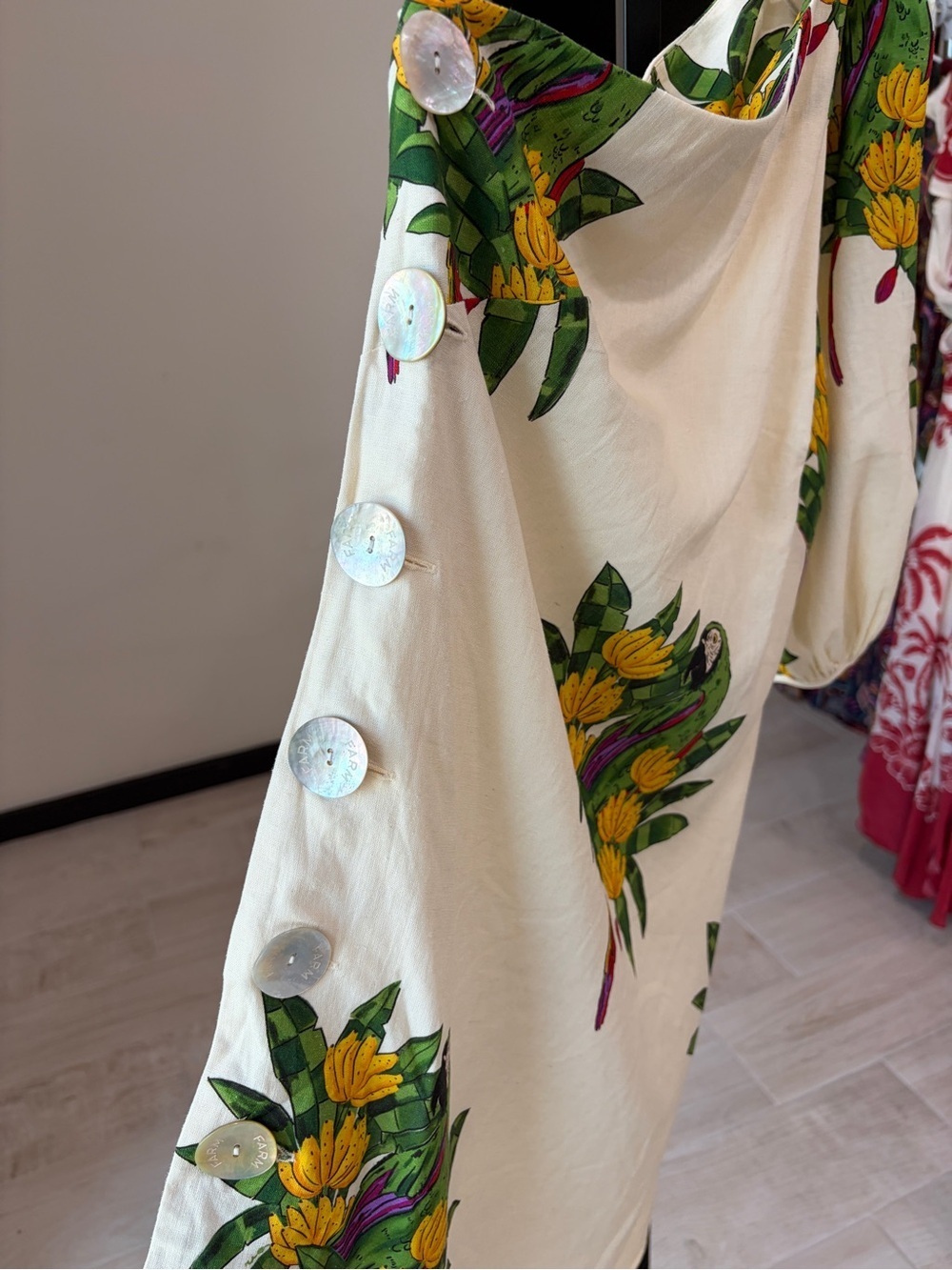 Farm Rio: Off-White Maracana Bird Mini Dress - Picture 8 of 12